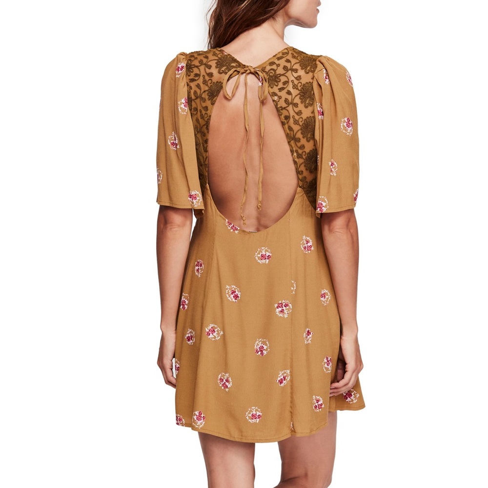 NWT Free People Mockingbird Mini Dress, mustard